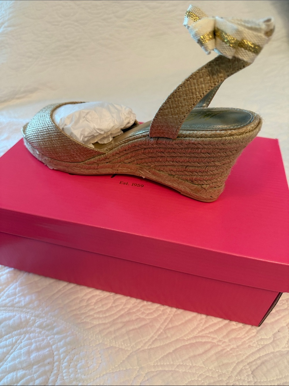 Lilly Pulitzer Metallic Gold Wedge Espadrilles - Picture 2 of 5